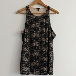 NWT Torrid Tan and Black Floral Lace Tank Top Size 2/2X